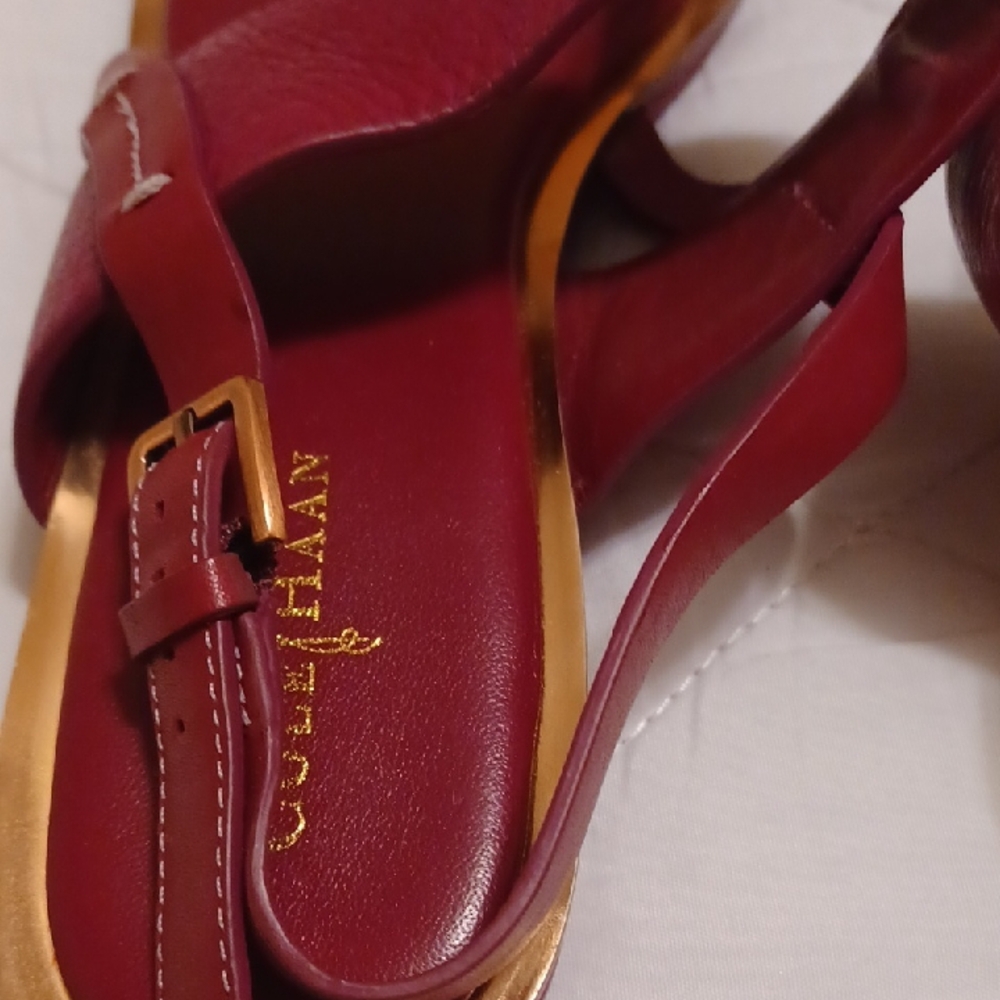 Cole Haan Women's Burgundy With Gold Trim Sandals